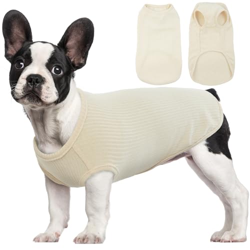 Hjumarayan Hundepullover - Chihuahua Kleidung für Kleine Hunde Welpen, Atmungsaktives Hundeschlafanzüge Basic Klamotten Hunde Kleidung für Französische Bulldogge Pomeranian Malteser Hund, Beige M von Hjumarayan