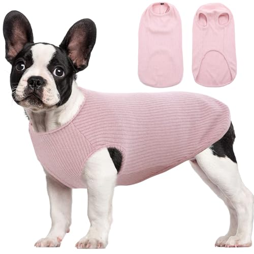 Hjumarayan Hundepullover Mittelgroße Hunde - Dünn Hunde Pullover Waschbar Hundepulli Gestreifte Hunde Shirt Elastisch Hunde Pullis, Hundepullover Fleece für Corgi Dackel (Rosa L) von Hjumarayan