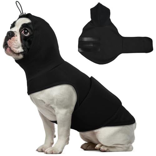 Hjumarayan Beruhigungsweste für Hunde, Anti Stress Weste für Hunde mit Ohrenschutz Dehnbarer Hundejacke, Hunde Beruhigungsweste Bequemer Hundeweste für Feuerwerk Donner Sirenen, Schwarz M von Hjumarayan