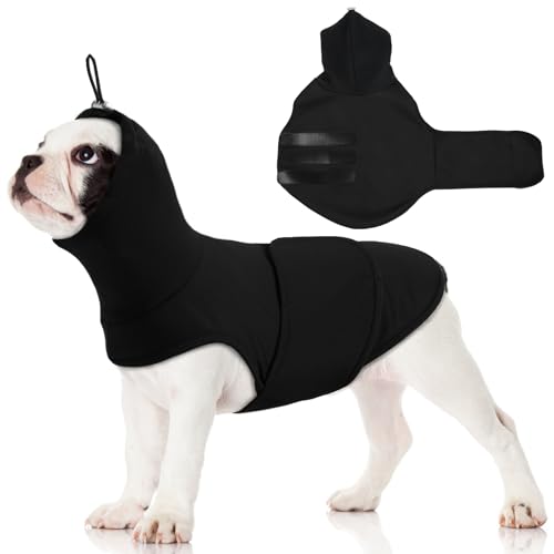 Hjumarayan Beruhigungsweste für Hunde, Anti Stress Weste für Hunde mit Ohrenschutz Dehnbarer Hundejacke, Hunde Beruhigungsweste Bequemer Hundeweste für Feuerwerk Donner Sirenen, Schwarz XS von Hjumarayan