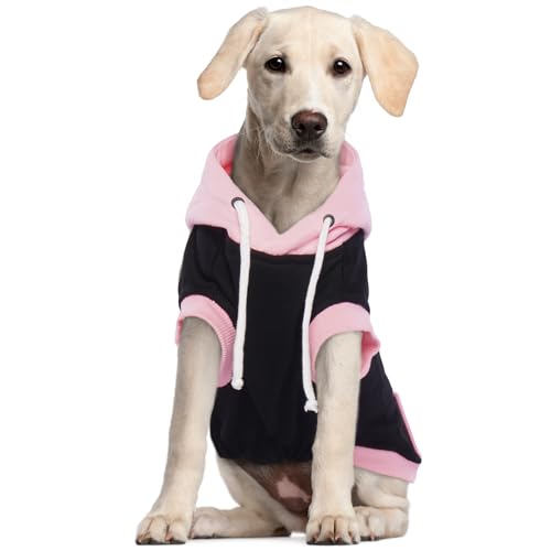 Hjumarayan Hoody Hund - Hunde Hoodie Große Hunde Ärmellose Hoodie Hund Farbblock Hundesweatshirt Baumwoll Hundepullover Hoodie Hunde Kapuzenpullover für Frühling, Herbst und Winter (Rosa XXL) von Hjumarayan