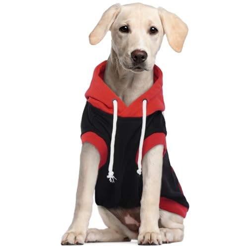 Hjumarayan Hoody Hund - Hunde Hoodie Große Hunde Ärmellose Hoodie Hund Farbblock Hundesweatshirt Baumwoll Hundepullover Hoodie Hunde Kapuzenpullover für Frühling, Herbst und Winter (Rot XXL) von Hjumarayan