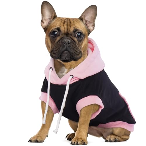 Hjumarayan Hoody Hund - Hunde Hoodie Kleine Hunde Ärmellose Hoodie Hund Farbblock Hundesweatshirt Baumwoll Hundepullover Hoodie Hunde Kapuzenpullover für Frühling, Herbst und Winter (Rosa M) von Hjumarayan