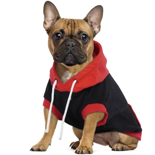 Hjumarayan Hoody Hund - Hunde Hoodie Kleine Hunde Ärmellose Hoodie Hund Farbblock Hundesweatshirt Baumwoll Hundepullover Hoodie Hunde Kapuzenpullover für Frühling, Herbst und Winter (Rot M) von Hjumarayan