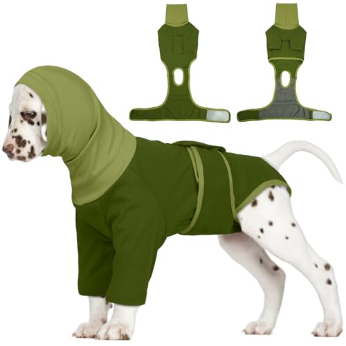 Hjumarayan Hundebody nach OP, Leckschutz Body Hund Rollkragen OP Body Hund Kastration Hündin Rüde mit Vorderbeinen, Medical Pet Shirt Hundebody Läufigkeit Kastrationsbody Hund, Grün XS von Hjumarayan