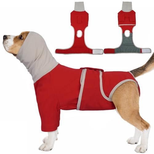 Hjumarayan Hundebody nach OP, Leckschutz Body Hund Rollkragen OP Body Hund Kastration Hündin Rüde mit Vorderbeinen, Medical Pet Shirt Hundebody Läufigkeit Kastrationsbody Hund, Rot XL von Hjumarayan