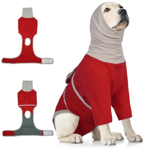 Hjumarayan Hundebody nach OP, Leckschutz Body Hund Rollkragen OP Body Hund Kastration Hündin Rüde mit Vorderbeinen, Medical Pet Shirt Hundebody Läufigkeit Kastrationsbody Hund, Rot XXXL von Hjumarayan