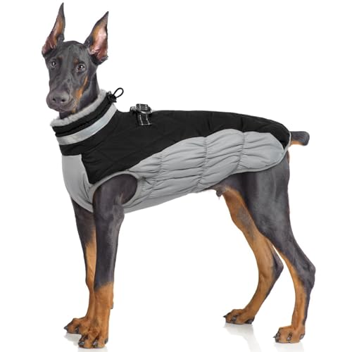 Hjumarayan Hundemantel für Kleine Mittelgroße Grosse Hunde, Hundemantel Winter Warme Wintermantel Hund Hundejacke Wasserdicht Hunde Mantel Gefüttert, Outdoor Hundemantel Labrador (Schwarz XL) von Hjumarayan