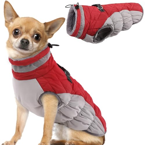 Hjumarayan Hundemantel für Kleine Mittelgroße Grosse Hunde, Hundemantel Winter Warme Hundejacke Wintermantel Hund Wasserdicht Hunde Mantel Gefüttert, Chihuahua Kleidung Winter (Rot S) von Hjumarayan