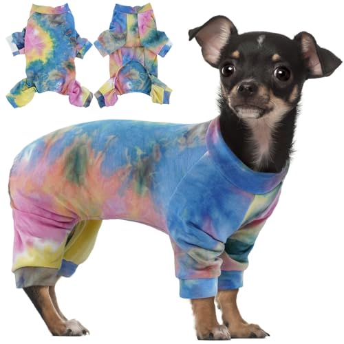 Hjumarayan Hunde Pyjama, Schlafanzug Hund OP Body Hund Stretch Body für Hund nach OP mit Beinen, Hundebody nach Kastration Rüde Hunde Body Operation Hündin, Bunte XS von Hjumarayan