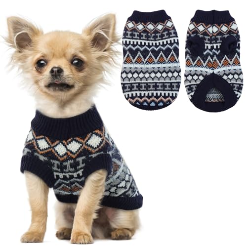 Hjumarayan Hundepullover - Boho Hundepullover Kleine Hunde Weihnachtspullover Hund Schöne Hunde Pullover, Dicken Hundepulli Hunde Pullis, Hundepullover Französische Bulldogge Chihuahua (Marineblau XS) von Hjumarayan