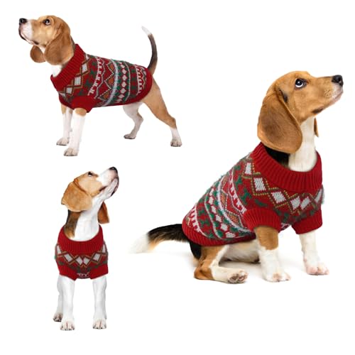 Hjumarayan Hundepullover - Boho Hundepullover Kleine Hunde Weihnachtspullover Hund Schöne Hunde Pullover, Dicken Hundepulli Hunde Pullis, Hundepullover Französische Bulldogge Chihuahua (Rot-Grün M) von Hjumarayan