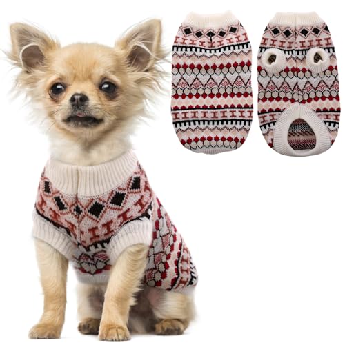 Hjumarayan Hundepullover - Boho Hundepullover Kleine Hunde Weihnachtspullover Hund Schöne Hunde Pullover, Dicken Hundepulli Hunde Pullis, Hundepullover Französische Bulldogge Chihuahua (Rot XS) von Hjumarayan