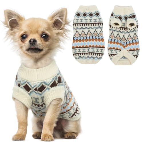 Hjumarayan Hundepullover - Boho Hundepullover Kleine Hunde Weihnachtspullover Hund Schöne Hunde Pullover, Dicken Hundepulli Hunde Pullis, Hundepullover Französische Bulldogge Chihuahua (Weiß XS) von Hjumarayan