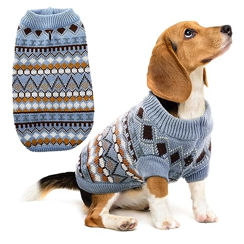 Hjumarayan Hundepullover - Boho Hundepullover Mittelgroße Hunde Weihnachtspullover Hund Schöne Hunde Pullover, Dicken Hundepulli Hunde Pullis, Hundepullover Französische Bulldogge (Blau L) von Hjumarayan