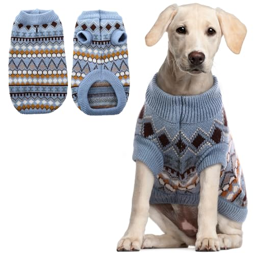 Hjumarayan Hundepullover - Boho Hundepullover Mittelgroße Hunde Weihnachtspullover Hund Schöne Hunde Pullover, Dicken Hundepulli Hunde Pullis, Hundepullover Französische Bulldogge (Blau XL) von Hjumarayan