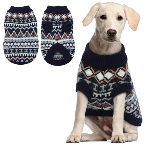 Hjumarayan Hundepullover - Boho Hundepullover Mittelgroße Hunde Weihnachtspullover Hund Schöne Hunde Pullover, Dicken Hundepulli Hunde Pullis, Hundepullover Französische Bulldogge (Marineblau XL) von Hjumarayan