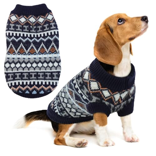 Hjumarayan Hundepullover - Boho Hundepullover Mittelgroße Hunde Weihnachtspullover Hund Schöne Hunde Pullover, Dicken Hundepulli Hunde Pullis, Hundepullover Französische Bulldogge (Marineblau XXL) von Hjumarayan