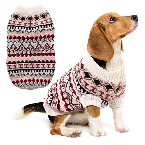 Hjumarayan Hundepullover - Boho Hundepullover Mittelgroße Hunde Weihnachtspullover Hund Schöne Hunde Pullover, Dicken Hundepulli Hunde Pullis, Hundepullover Französische Bulldogge (Rot L) von Hjumarayan