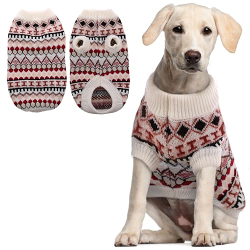 Hjumarayan Hundepullover - Boho Hundepullover Mittelgroße Hunde Weihnachtspullover Hund Schöne Hunde Pullover, Dicken Hundepulli Hunde Pullis, Hundepullover Französische Bulldogge (Rot XXL) von Hjumarayan