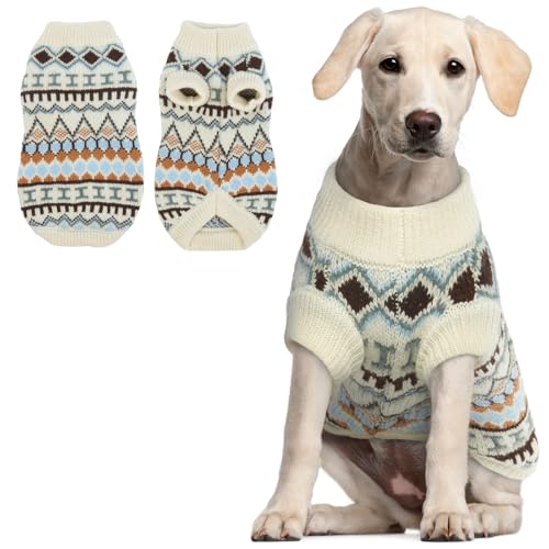 Hjumarayan Hundepullover - Boho Hundepullover Mittelgroße Hunde Weihnachtspullover Hund Schöne Hunde Pullover, Dicken Hundepulli Hunde Pullis, Hundepullover Französische Bulldogge (Weiß XXL) von Hjumarayan