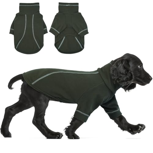 Hjumarayan Hundepullover - Dehnbarer Hunde Fleece Pullover Einfacher Hundekleidung, Rollkragen Hunde Pulli Hunde Klamotten Dog Sweater Pullover Hund für Kleine Mittelgroße Hunde, Dunkelgrün L von Hjumarayan