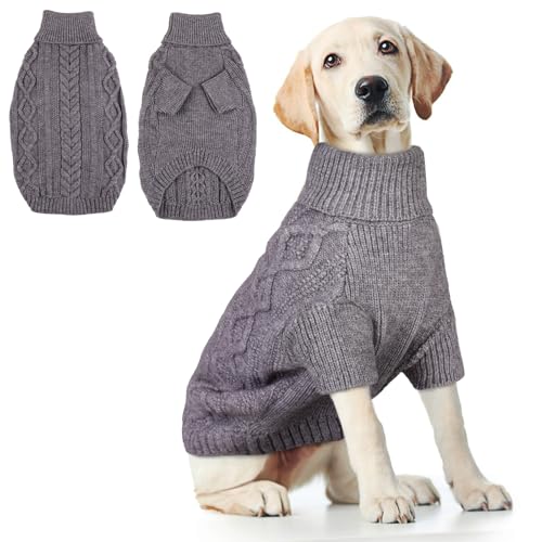 Hjumarayan Hundepullover Grosse Hunde - Hundepullover mit Geschirrloch Pullover Hund Warme Strickpullover Hundepulli Winter Hundepulli mit Beinen Pullover für Große Hunde (Grau XL) von Hjumarayan