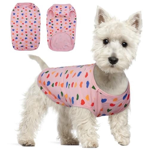 Hjumarayan Hundepullover Kleine Hunde, Hundeshirts für Kleine Hunde Dünner Chihuahua Pullover Weich Atmungsaktives Hunde Shirt für Chihuahua Yorkshire Terrier (Rosa Herz L) von Hjumarayan