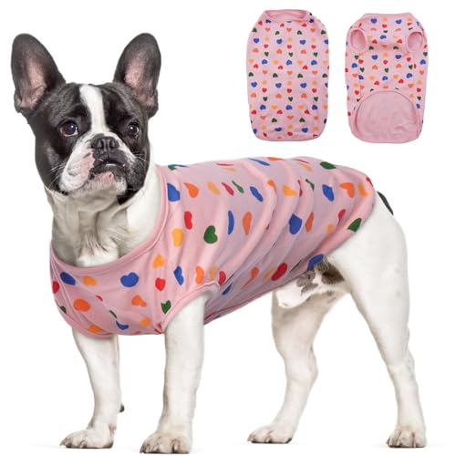 Hjumarayan Hundepullover Kleine Hunde, Hundeshirts für Kleine Hunde Dünner Chihuahua Pullover Weich Atmungsaktives Hunde Shirt für Terrier Französische Bulldogge (Rosa Herz XL) von Hjumarayan