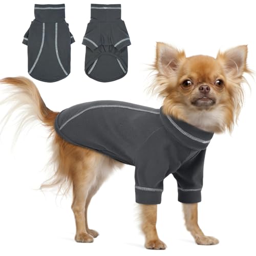 Hjumarayan Hundepullover Kleine Hunde - Dehnbarer Hunde Fleece Pullover Hunde Pullover Kleine Hund, Chihuahua Kleidung Hunde Klamotten Warm Rollkragen Hundepulli für Kleine Hunde, Dunkelgrau S von Hjumarayan