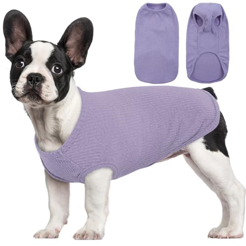 Hjumarayan Hundepullover Kleine Hunde - Dünn Hunde Pullover Waschbar Hundepulli Elastisch Pullover Hund Gestreifte Hunde Shirt Hunde Pullis für Chihuahua Yorkshire Terrier (Lila S) von Hjumarayan