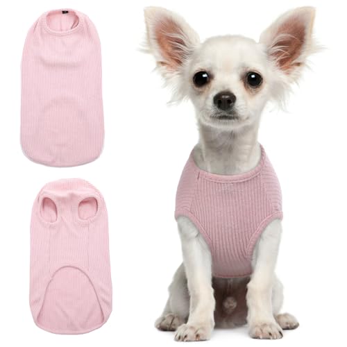 Hjumarayan Hundepullover Kleine Hunde - Dünn Hunde Pullover Waschbar Hundepulli Elastisch Pullover Hund Gestreifte Hunde Shirt Hunde Pullis für Chihuahua Yorkshire Terrier (Rosa XS) von Hjumarayan