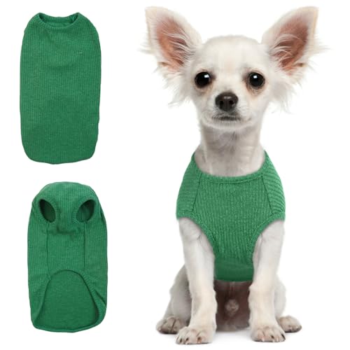 Hjumarayan Hundepullover Kleine Hunde - Dünn Hunde Pullover Waschbar Hundepulli Elastisch Pullover Hund Gestreifte Hunde Shirt Hunde Pullis für Chihuahua Yorkshire Terrier (Smaragdgrün XXS) von Hjumarayan