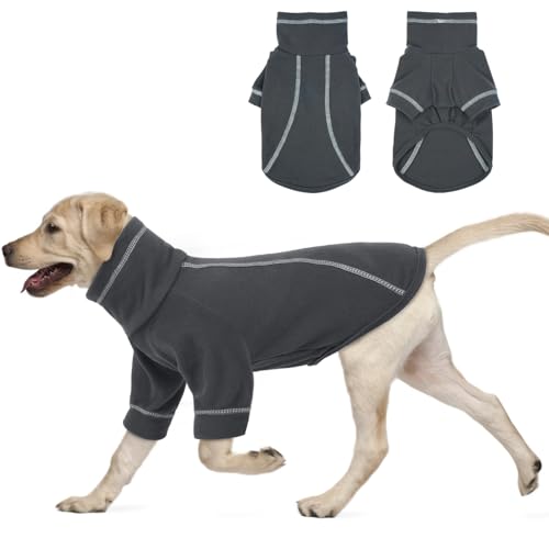 Hjumarayan Hundepullover Mittelgroße Hunde - Hunde Fleece Pullover Rollkragen Hundepulli für Mittlere Hunde Dehnbarer Pullover Hund Warm Kleidung Hundepulli, Dunkelgrau XXXL von Hjumarayan