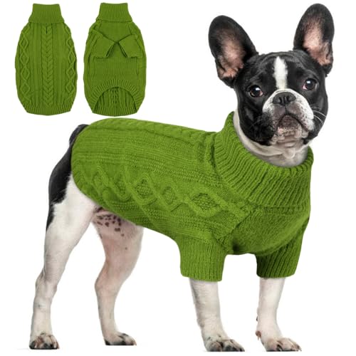 Hjumarayan Hundepullover - Warme Hunde Pullover Schlicht & Elegant Hundepullover Kleine Hunde mit Beinen Schöner Hundepulli mit Geschirrloch Hunde Pullis für Chihuahua (Grün L) von Hjumarayan