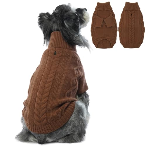 Hjumarayan Hundepullover - Warme Hunde Pullover Schlicht & Elegant Hundepullover Kleine Hunde mit Beinen Schöner Hundepulli mit Geschirrloch Hunde Pullis für Chihuahua (Kaffee L) von Hjumarayan