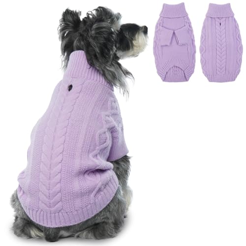 Hjumarayan Hundepullover - Warme Hunde Pullover Schlicht & Elegant Hundepullover Kleine Hunde mit Beinen Schöner Hundepulli mit Geschirrloch Hunde Pullis für Chihuahua (Lila L) von Hjumarayan