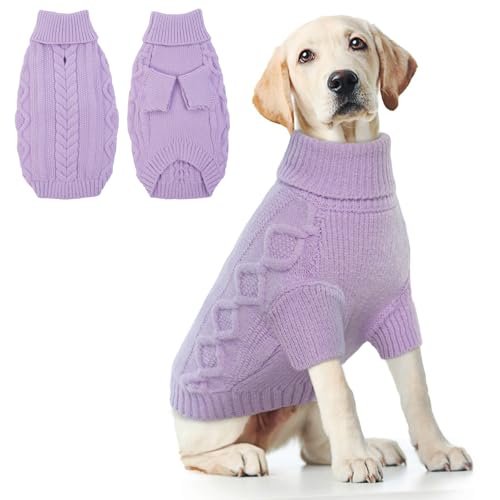 Hjumarayan Hundepullover Grosse Hunde - Hundepullover mit Geschirrloch Pullover Hund Warme Strickpullover Hundepulli Winter Hundepulli mit Beinen Pullover für Große Hunde (Lila XXL) von Hjumarayan