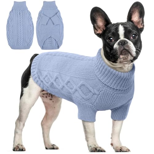 Hjumarayan Hundepullover - Warme Hunde Pullover Schlicht & Elegant Hundepullover Kleine Hunde mit Beinen Schöner Hundepulli mit Geschirrloch Hunde Pullis für Chihuahua (Blau M) von Hjumarayan