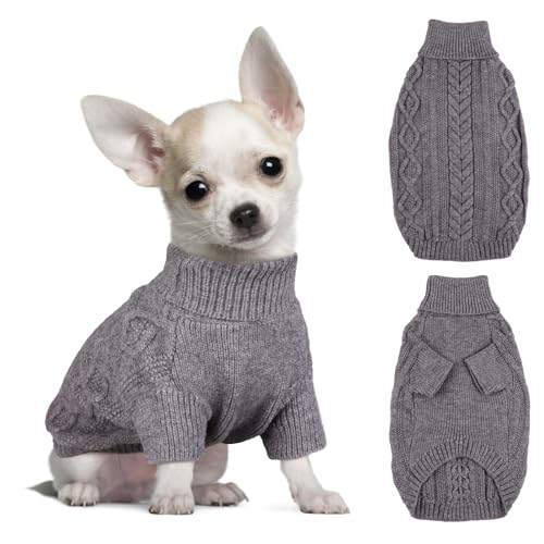 Hjumarayan Hundepullover Kleine Hunde - Schlicht & Elegant Hunde Pullover Warm Hundepullover mit Geschirrloch Schöner Hundepulli mit Beinen Hunde Pullis für Chihuahua (Grau XS) von Hjumarayan