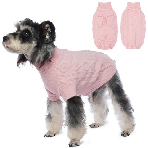 Hjumarayan Hundepullover - Warme Hunde Pullover Schlicht & Elegant Hundepullover Kleine Hunde mit Beinen Schöner Hundepulli mit Geschirrloch Hunde Pullis für Chihuahua (Rosa M) von Hjumarayan