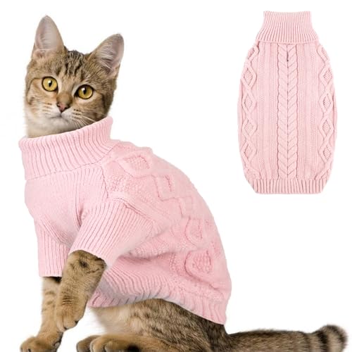 Hjumarayan Katzenpullover - Katzen Pullover Winter Hunde Pullover Warm Hundepullover mit Geschirrloch Schöner Katzenpulli mit Beinen Pullover für Katzen Kleine Hunde (Rosa S) von Hjumarayan