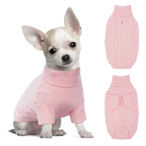 Hjumarayan Hundepullover Kleine Hunde - Schlicht & Elegant Hunde Pullover Warm Hundepullover mit Geschirrloch Schöner Hundepulli mit Beinen Hunde Pullis für Chihuahua (Rosa XS) von Hjumarayan