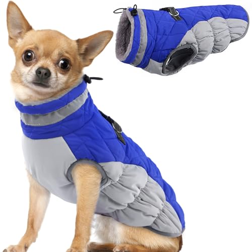 Hjumarayan Hundemantel für Kleine Mittelgroße Grosse Hunde, Hundemantel Winter Warme Hundejacke Wintermantel Hund Wasserdicht Hunde Mantel Gefüttert, Chihuahua Kleidung Winter (Blau S) von Hjumarayan