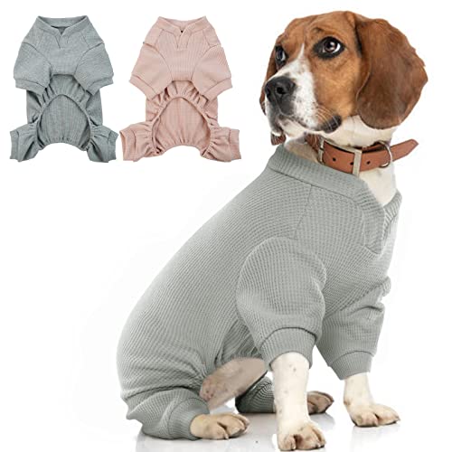 Hjumarayan Hunde Pyjama, Schlafanzug Hund OP Body Hund Stretch Body für Hund nach OP mit Beinen, Hundebody nach Kastration Rüde Hunde Body Operation Hündin, Grau L von Hjumarayan