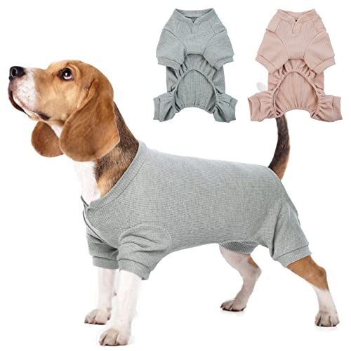 Hunde Kleidung Kleine Mittelgroße Große Hunde Jacke, Warm Hundeoverall mit Beinen, Schöne Hunde Schlafanzug Hund Beruhigungsweste Hunde Erholungsanzug für hundebody nach Op, Grau, M von Hjumarayan