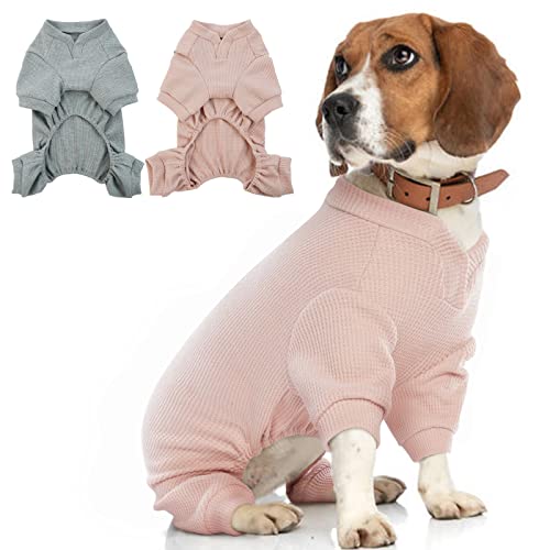 Hjumarayan Hunde Pyjama, Schlafanzug Hund OP Body Hund Stretch Body für Hund nach OP mit Beinen, Hundebody nach Kastration Rüde Hunde Body Operation Hündin, Rosa L von Hjumarayan