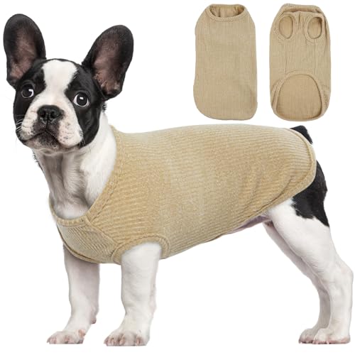 Hjumarayan Hundepullover Mittelgroße Hunde - Dünn Hunde Pullover Waschbar Hundepulli Gestreifte Hunde Shirt Elastisch Hunde Pullis, Hundepullover Fleece für Corgi Dackel (Gelb L) von Hjumarayan