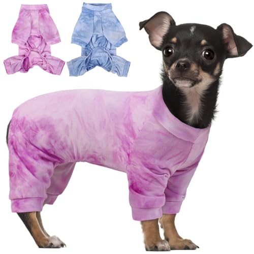 Hjumarayan Hunde Pyjama, Schlafanzug Hund OP Body Hund Stretch Body für Hund nach OP mit Beinen, Hundebody nach Kastration Rüde Hunde Body Operation Hündin, Lila XXS von Hjumarayan