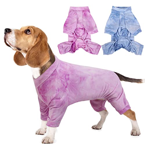 Hundeoverall mit Beinen, Warm Hunde Onesie, Soft Hund Recovey Suit für Hundebody Nach Op Kastration Winddicht Hundepullover Hund Schlafanzug Pyjama für Kleine Mittelgroße Hunde, Lila, S von Hjumarayan